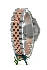 Custom Diamond Bezel Rolex Datejust 31 Black Mother Of Pearl Dial 18K Rose Gold Two Tone Jubilee